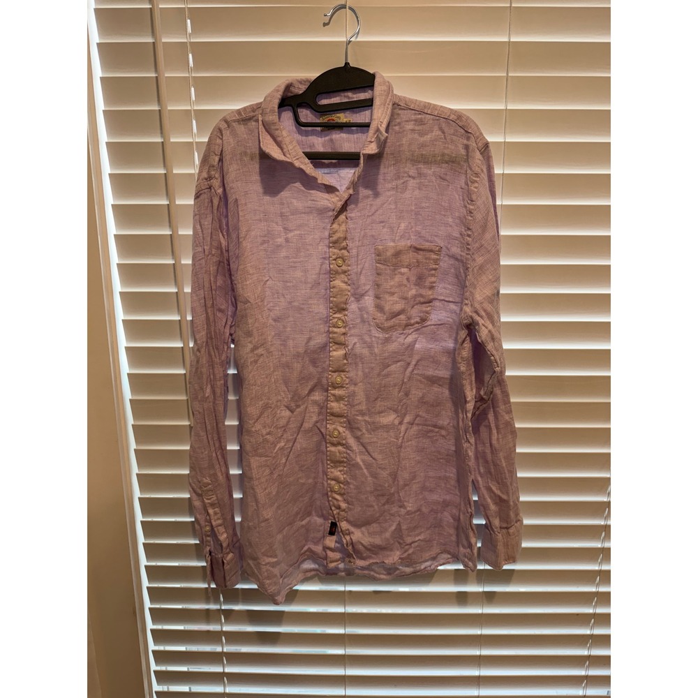 Faherty Mens XL 100% Linen Long Sleeve Button Down Shirt Light Purple Lilac Slub